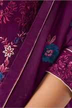 Purple Pakistani Georgette Plazo For Indian Festivals & Weddings - Sequence Embroidery Work, Thread Embroidery Work