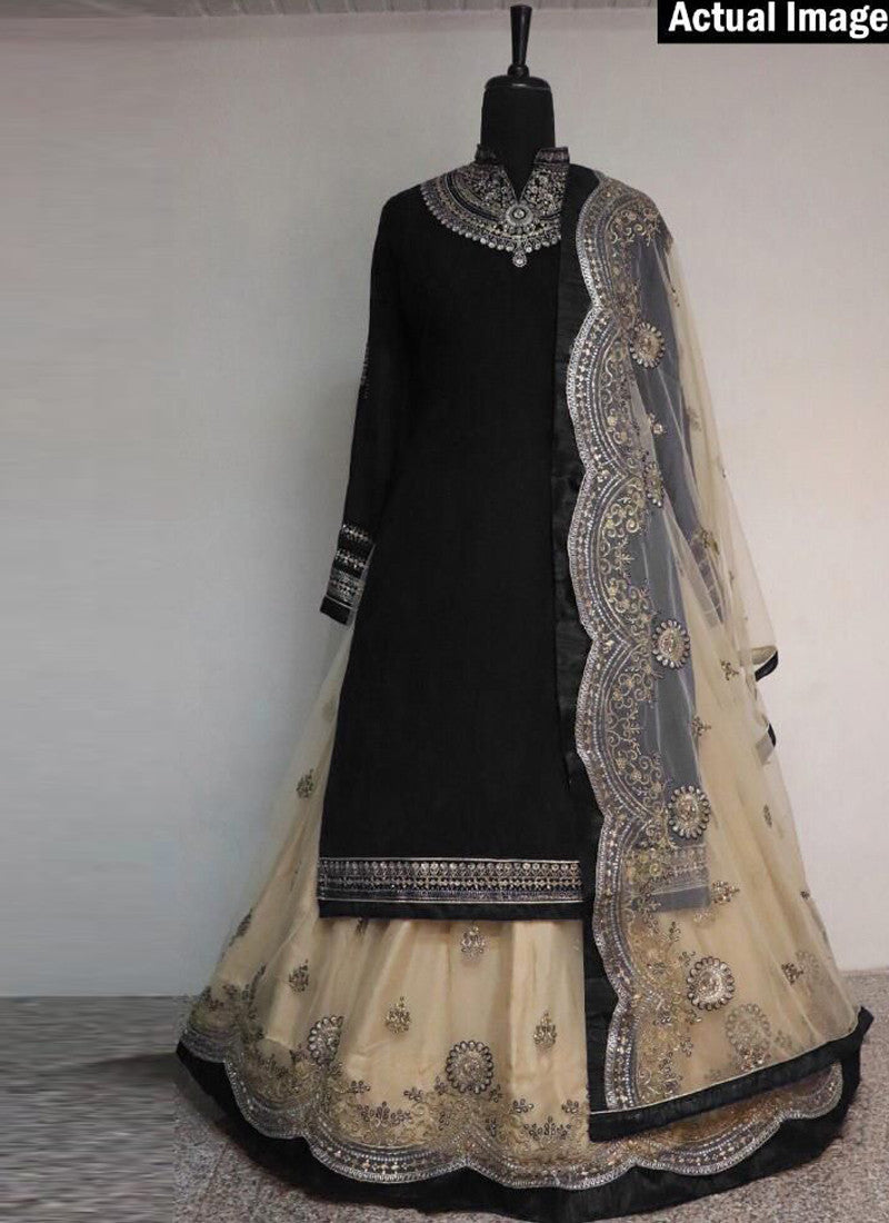 Blue Georgette Pakistani Net Salwar Suit | Salwar Kameez for Wedding - Embroidery Work