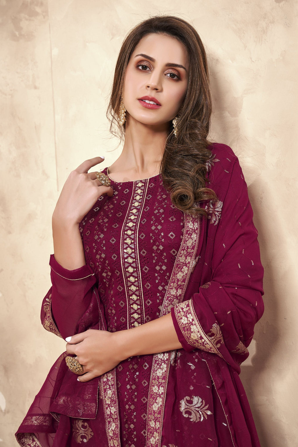 Blue Pakistani Georgette Salwar Kameez For Indian Festivals & Weddings - Thread Embroidery Work, Zari Work ,Sequence Embroidery Work