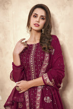 Blue Pakistani Georgette Salwar Kameez For Indian Festivals & Weddings - Thread Embroidery Work, Zari Work ,Sequence Embroidery Work