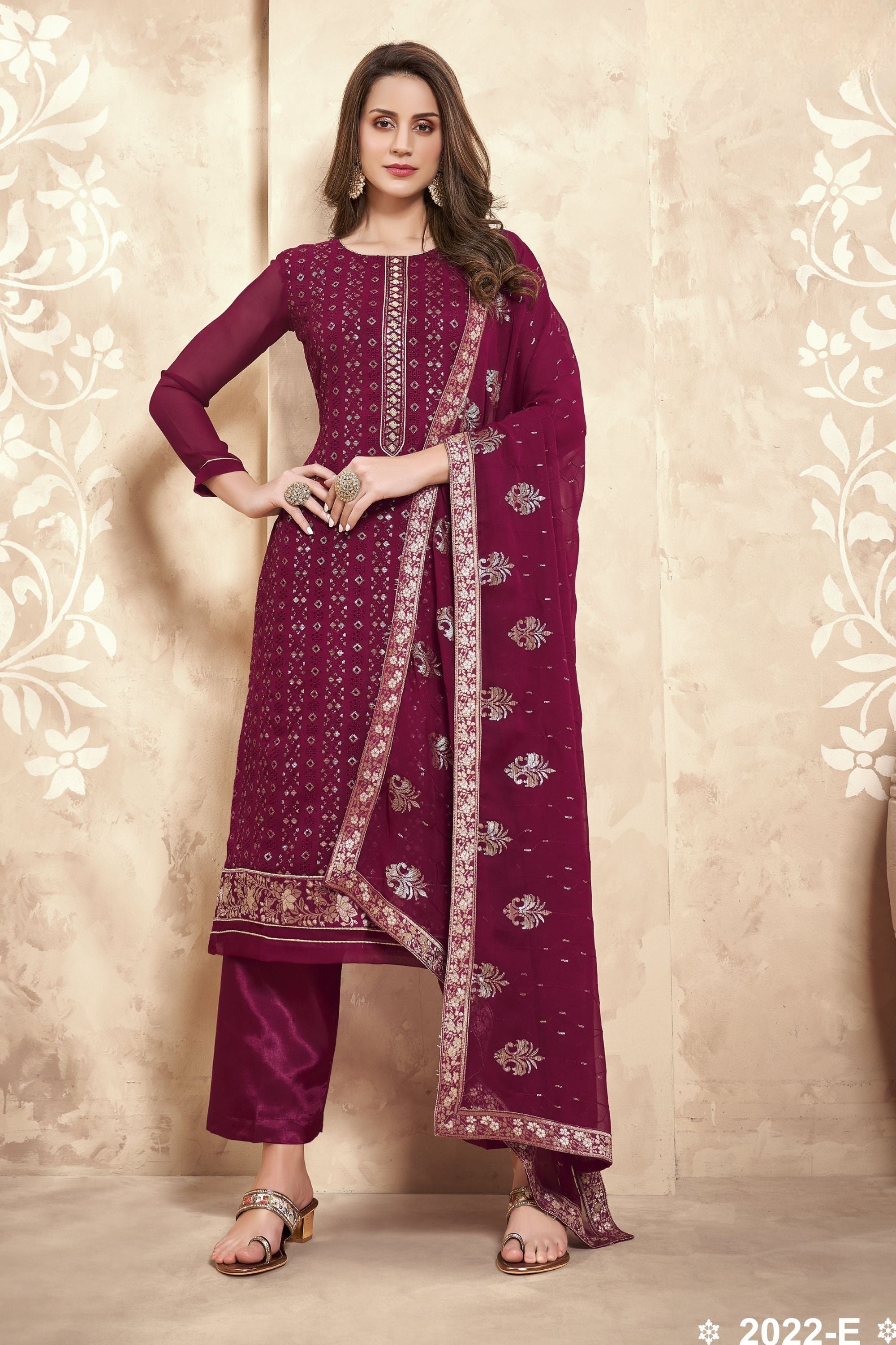 Blue Pakistani Georgette Salwar Kameez For Indian Festivals & Weddings - Thread Embroidery Work, Zari Work ,Sequence Embroidery Work