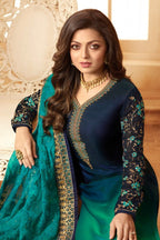 Blue Pakistani Georgette Salwar Kameez For Wedding & Festival - Embroidery Work