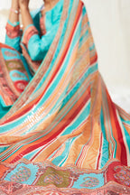 Cyan Pakistani Cotton Salwar Kameez For Indian Festivals & Weddings - Print Work, Sequence Embroidery Work,