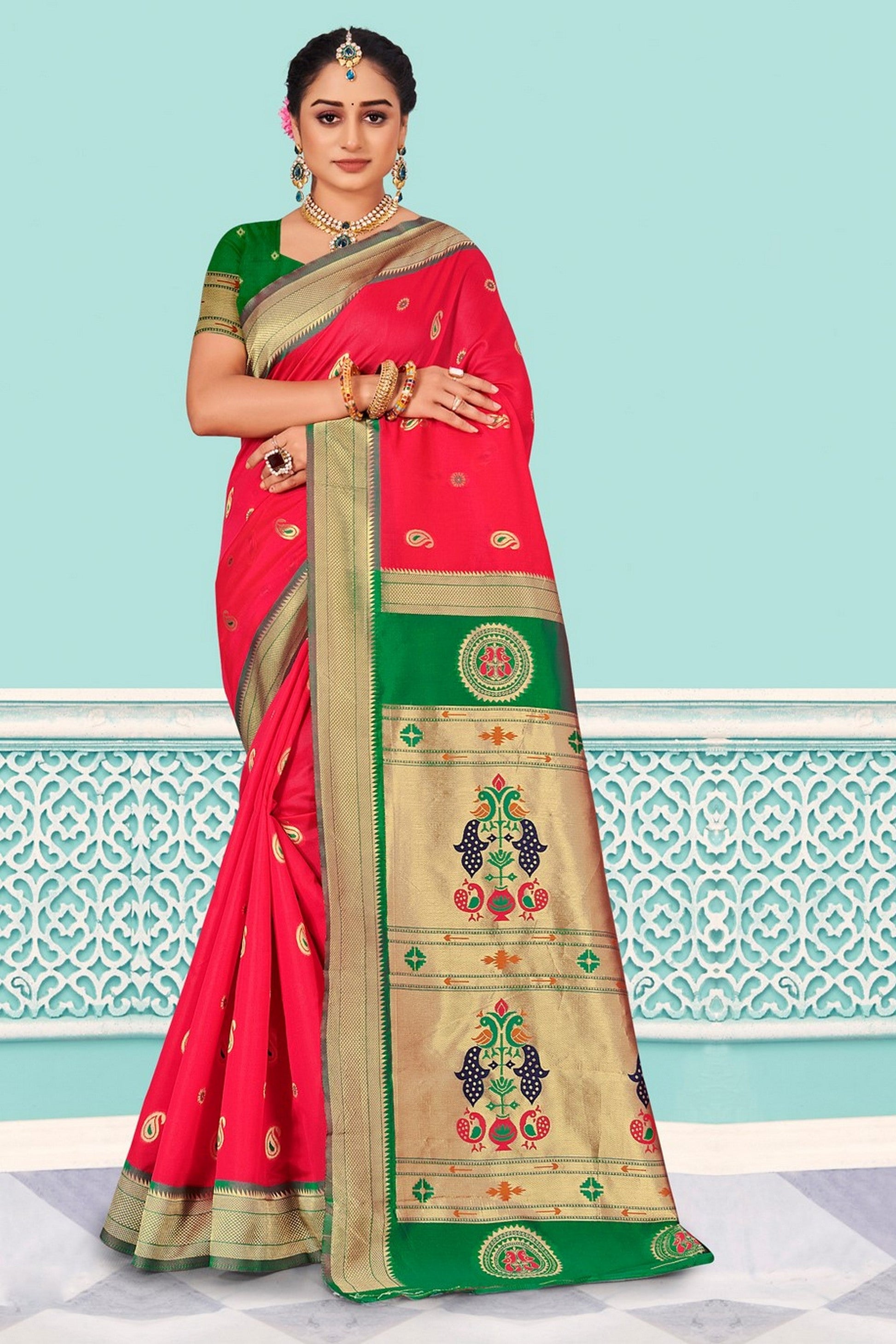 Peach Silk Patola Saree With Blouse