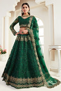 Green Pakistani Net Lehenga Choli For Indian Festivals & Weddings - Thread Embroidery Work, Codding Embroidery Work, Butta Work, Stone Work