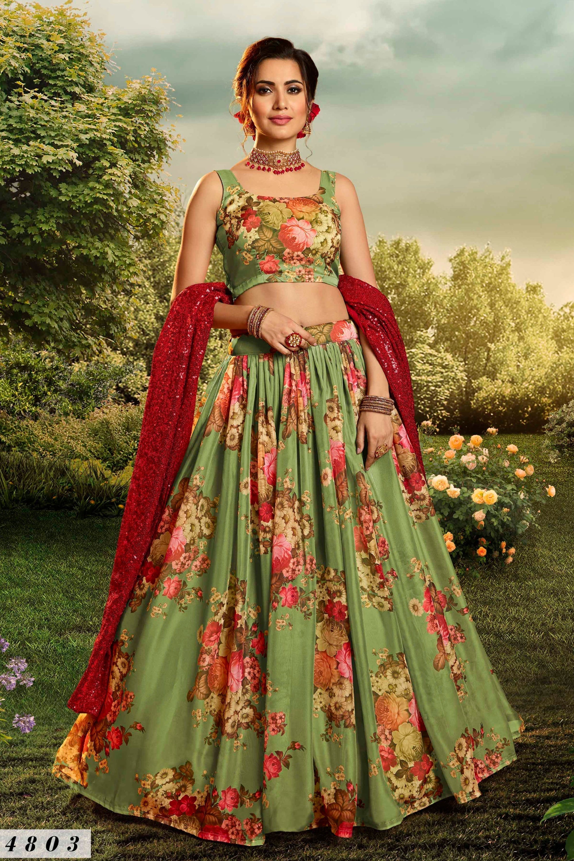 Maroon Wedding Wear Sequence Floral Embroidered Velvet Lehenga Choli