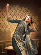 Grey Pakistani Net Sharara For Festivals & Indian Weddings - Sequence Embroidery Work,