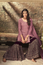 Light Pink Pakistani Georgette Sharara For Wedding & Festival - Embroidery Work