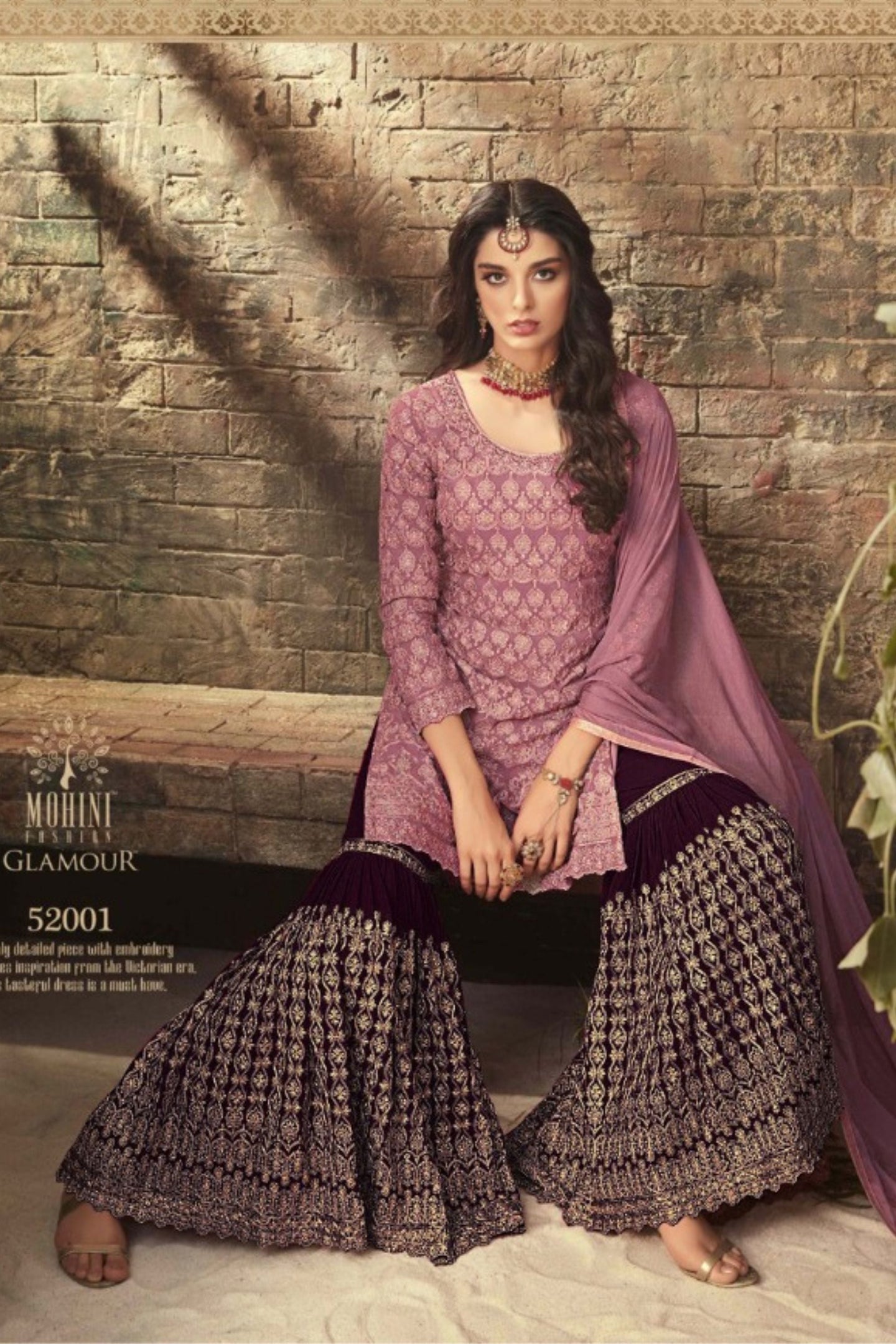 Light Pink Pakistani Georgette Sharara For Wedding & Festival - Embroidery Work