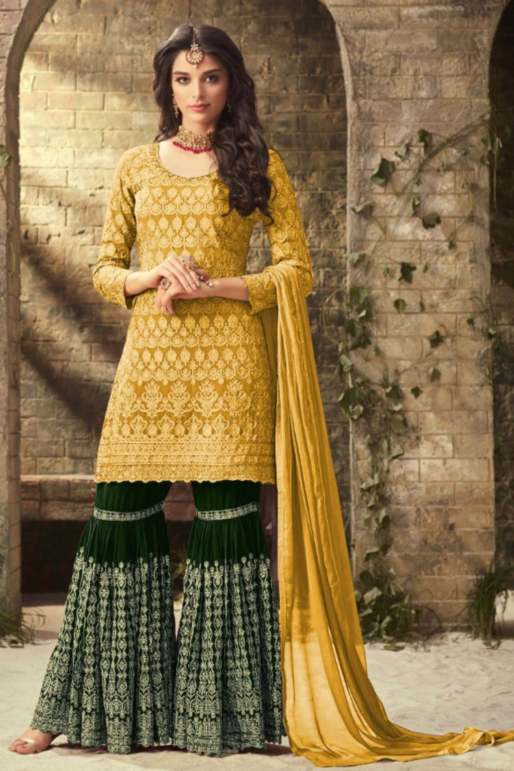 Light Pink Pakistani Georgette Sharara For Wedding & Festival - Embroidery Work