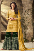 Light Pink Pakistani Georgette Sharara For Wedding & Festival - Embroidery Work