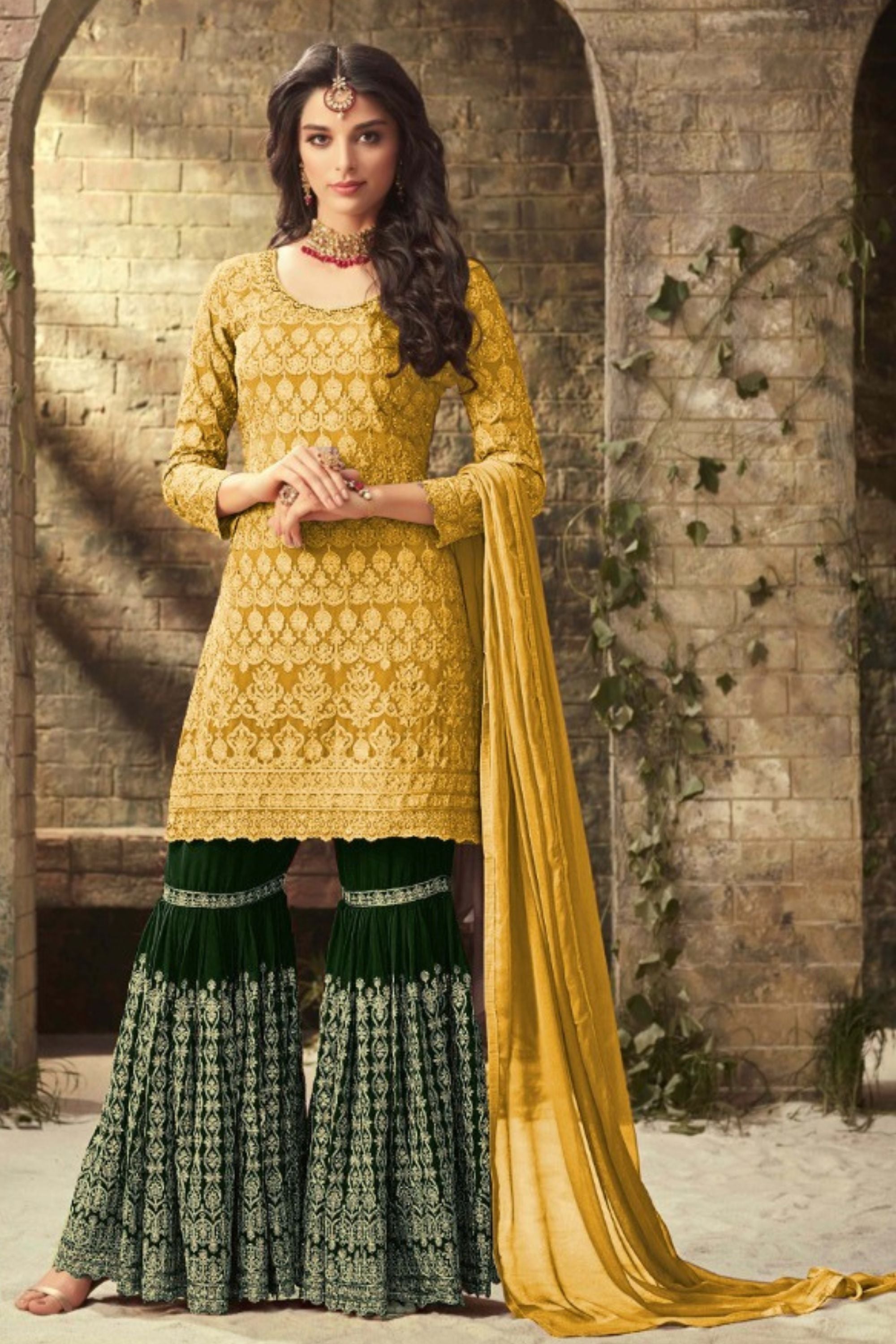 Light Pink Pakistani Georgette Sharara For Wedding & Festival - Embroidery Work