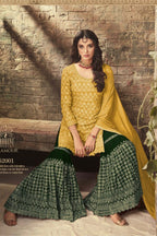 Light Pink Pakistani Georgette Sharara For Wedding & Festival - Embroidery Work