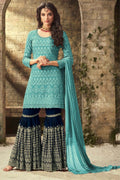 Light Pink Pakistani Georgette Sharara For Wedding & Festival - Embroidery Work