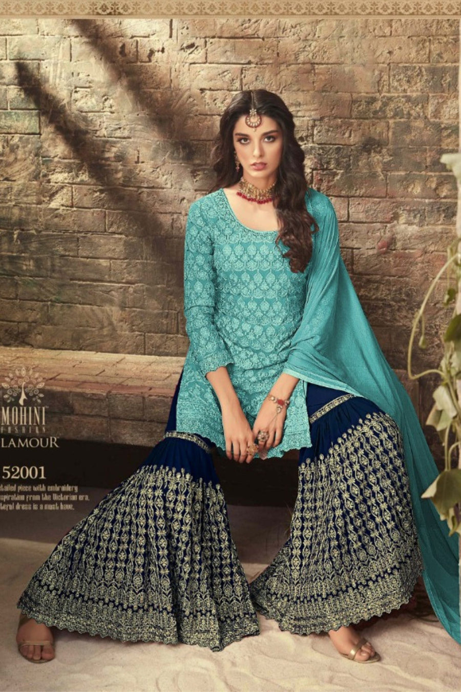 Light Pink Pakistani Georgette Sharara For Wedding & Festival - Embroidery Work