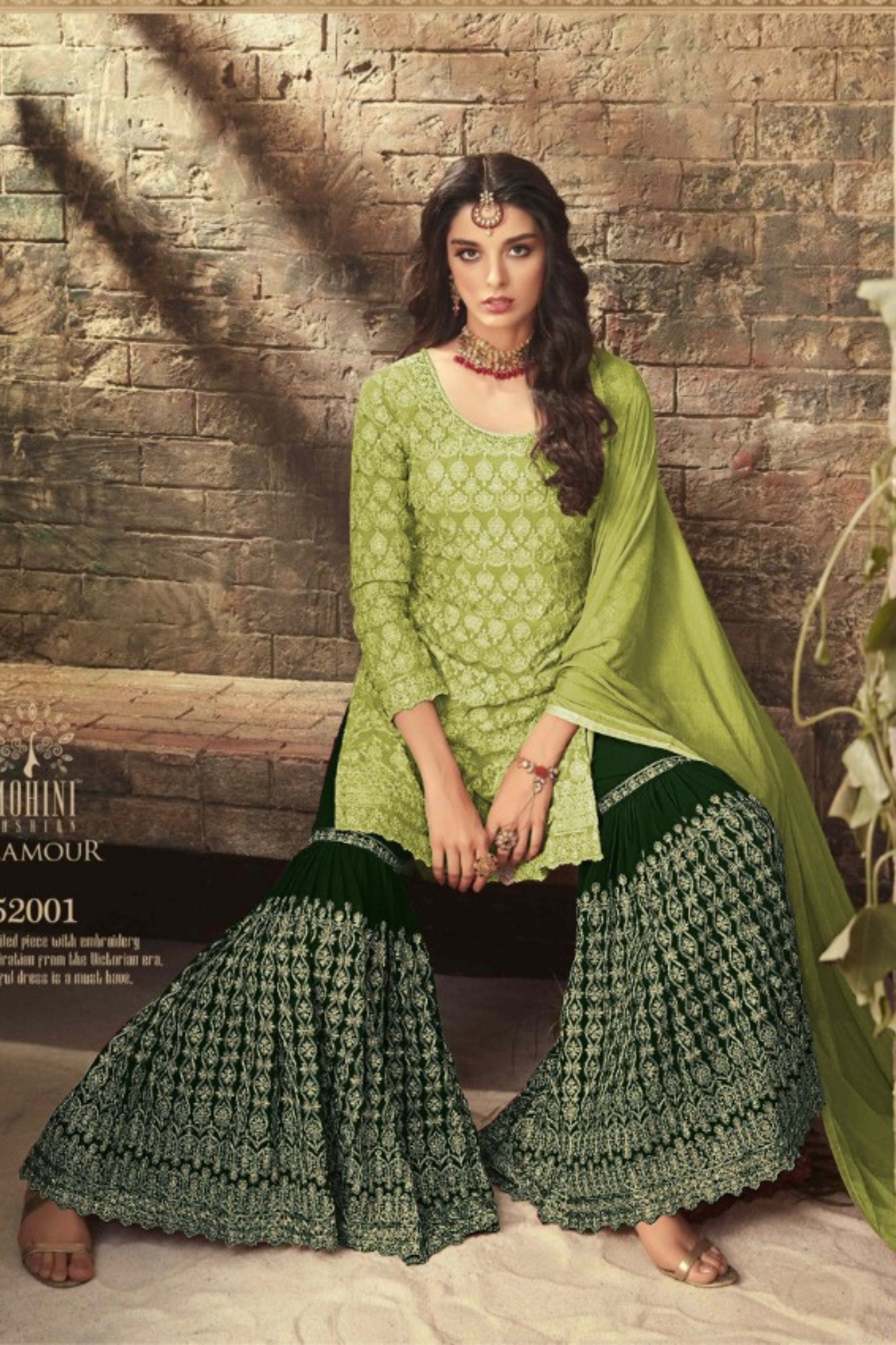 Light Pink Pakistani Georgette Sharara For Wedding & Festival - Embroidery Work