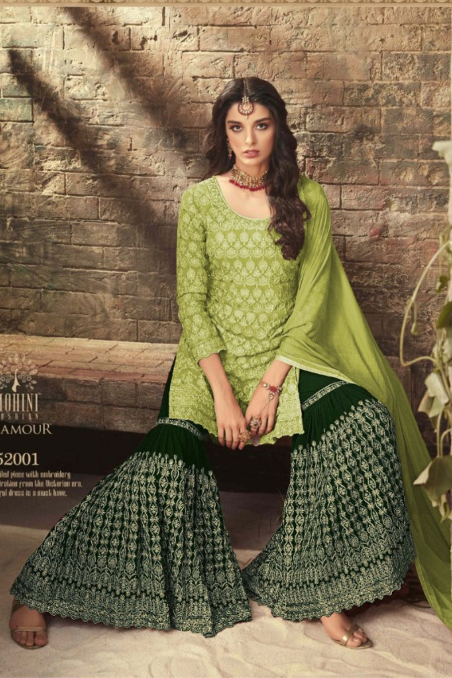 Light Pink Pakistani Georgette Sharara For Wedding & Festival - Embroidery Work