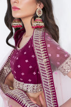 Magenta Pakistani Georgette Lehenga Choli For Indian Festivals & Weddings - Sequence Embroidery Work, Thread Embroidery Work, Codding Embroidery Work,