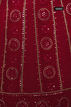 Maroon Pakistani Georgette Lehenga Choli For Indian Festivals & Weddings - Sequence Embroidery Work, Thread Embroidery Work,