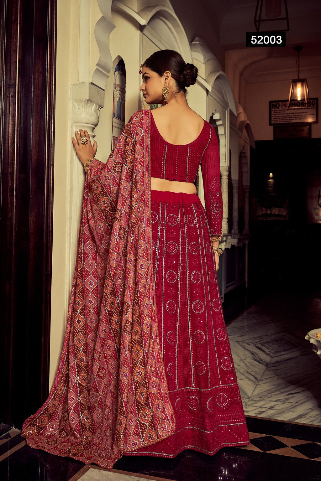 Maroon Pakistani Georgette Lehenga Choli For Indian Festivals & Weddings - Sequence Embroidery Work, Thread Embroidery Work,
