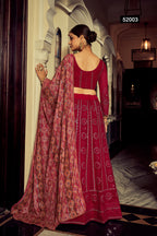 Maroon Pakistani Georgette Lehenga Choli For Indian Festivals & Weddings - Sequence Embroidery Work, Thread Embroidery Work,