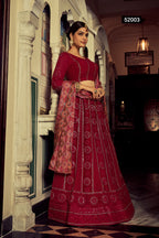 Maroon Pakistani Georgette Lehenga Choli For Indian Festivals & Weddings - Sequence Embroidery Work, Thread Embroidery Work,