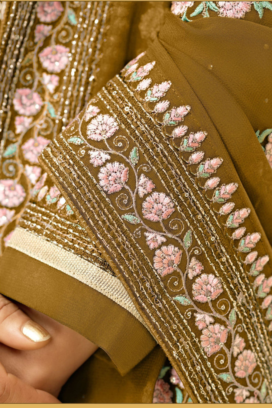 Maroon Pakistani Georgette Plazo For Indian Festivals & Weddings - Thread Embroidery Work, Swarovski Work