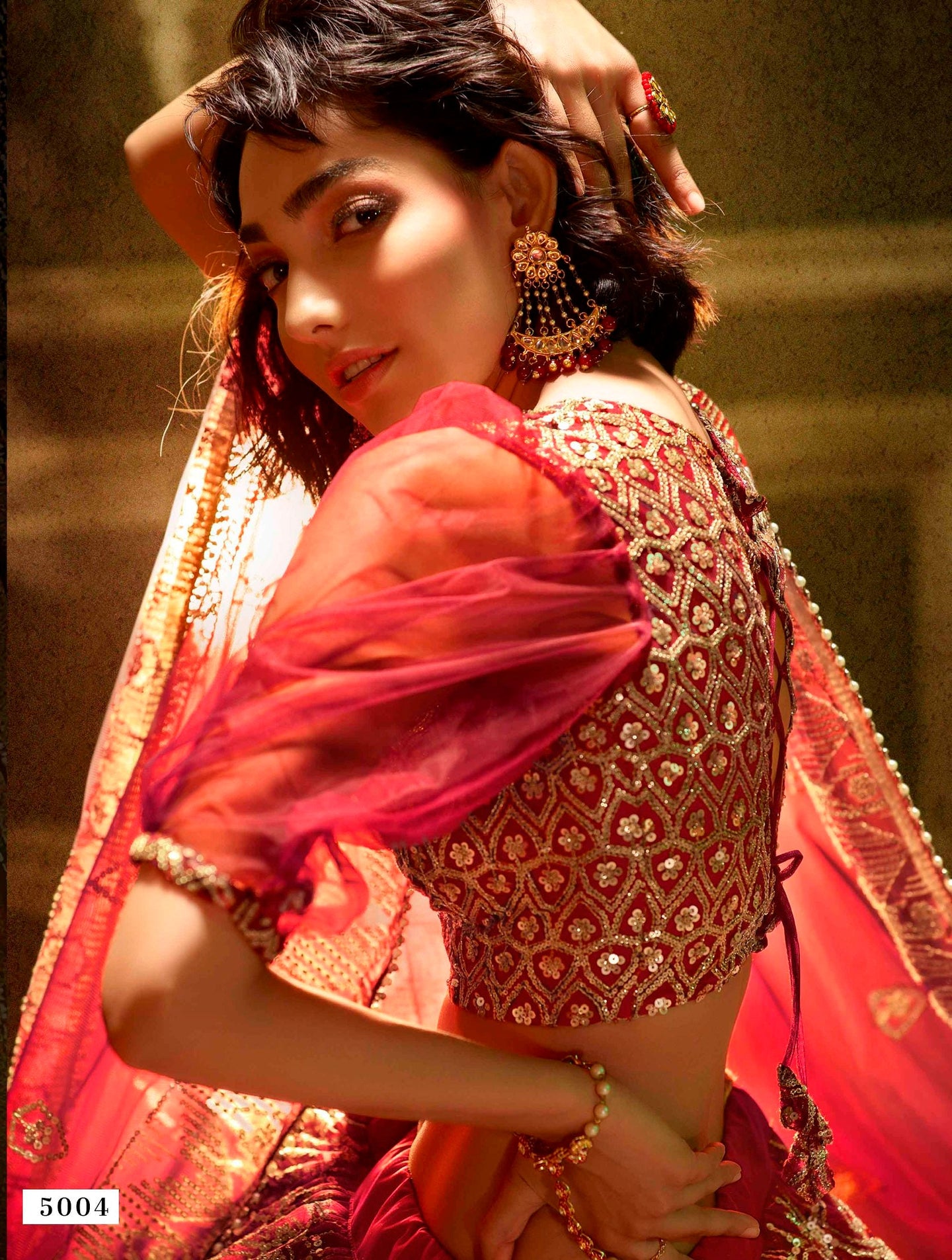 Maroon Pakistani Net Lehenga Choli For Indian Festival & Weddings - Sequence Embroidery Work,