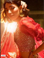 Maroon Pakistani Net Lehenga Choli For Indian Festival & Weddings - Sequence Embroidery Work,