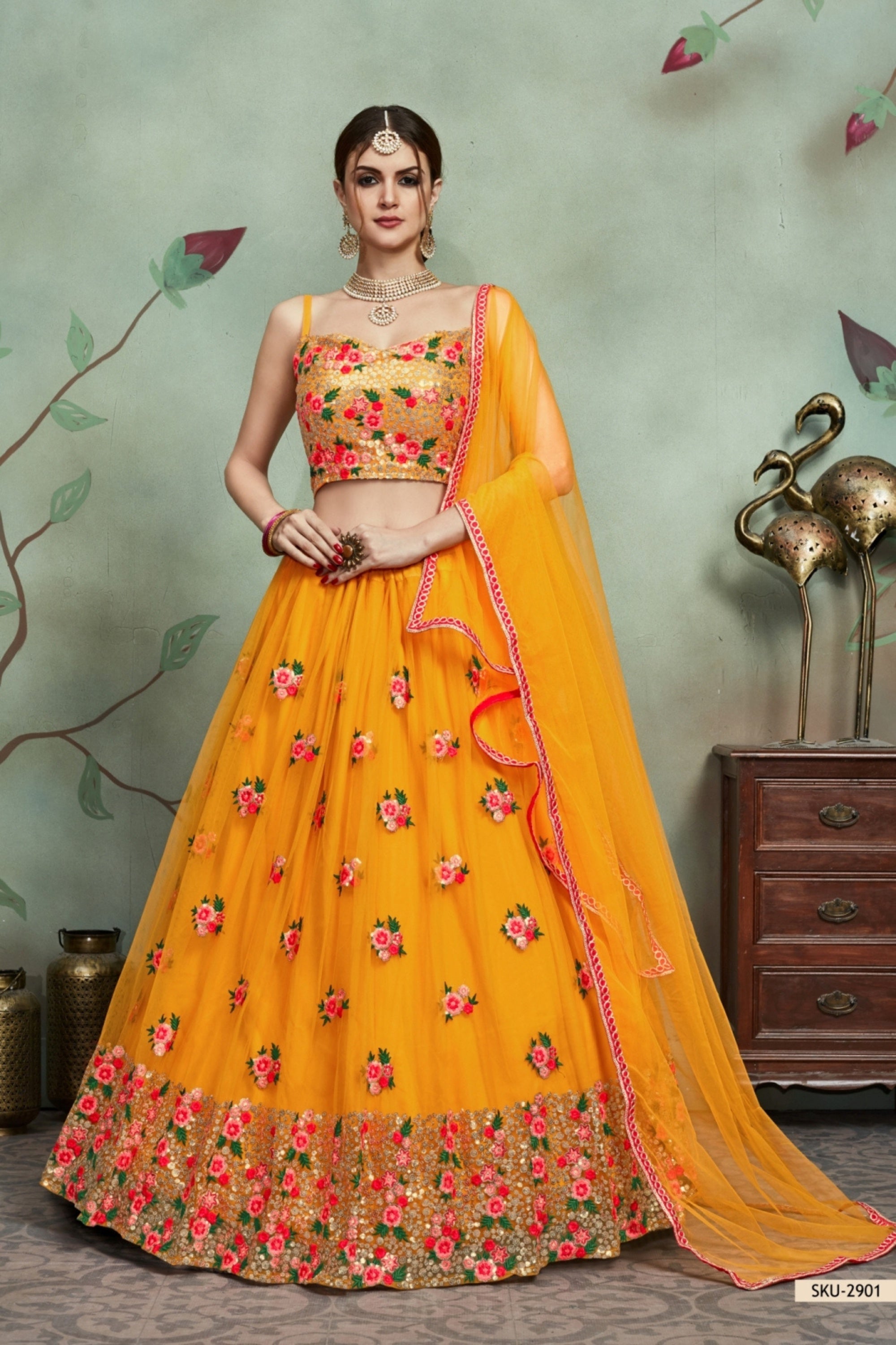 Masturd Pakistani Net Lehenga Choli For Indian Festival & Weddings - Sequence Embroidery Work, Thread Embroidery Work,