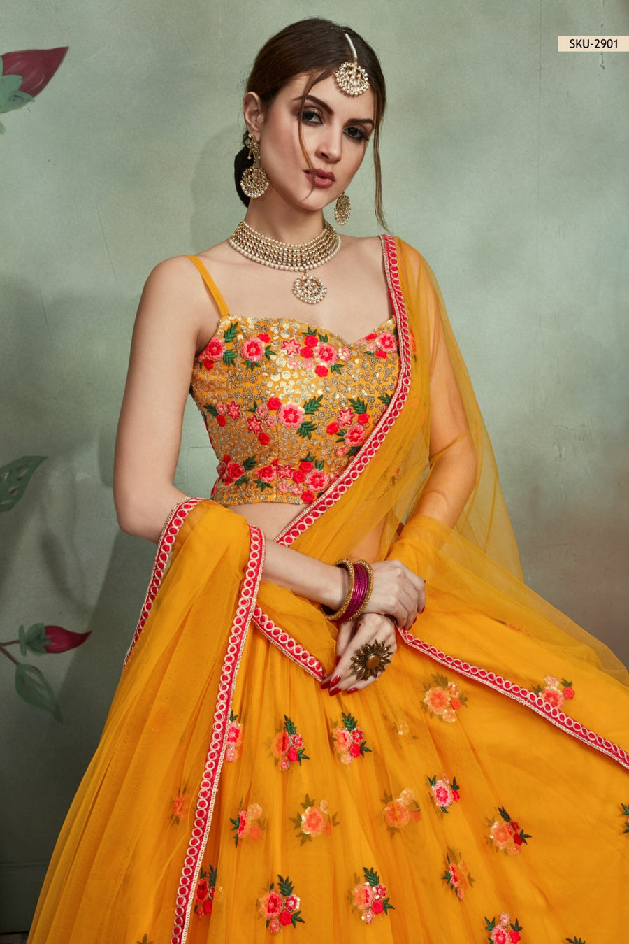 Masturd Pakistani Net Lehenga Choli For Indian Festival & Weddings - Sequence Embroidery Work, Thread Embroidery Work,