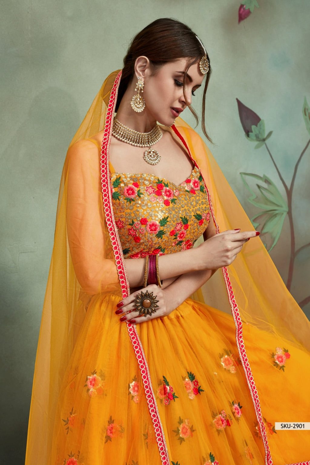 Masturd Pakistani Net Lehenga Choli For Indian Festival & Weddings - Sequence Embroidery Work, Thread Embroidery Work,