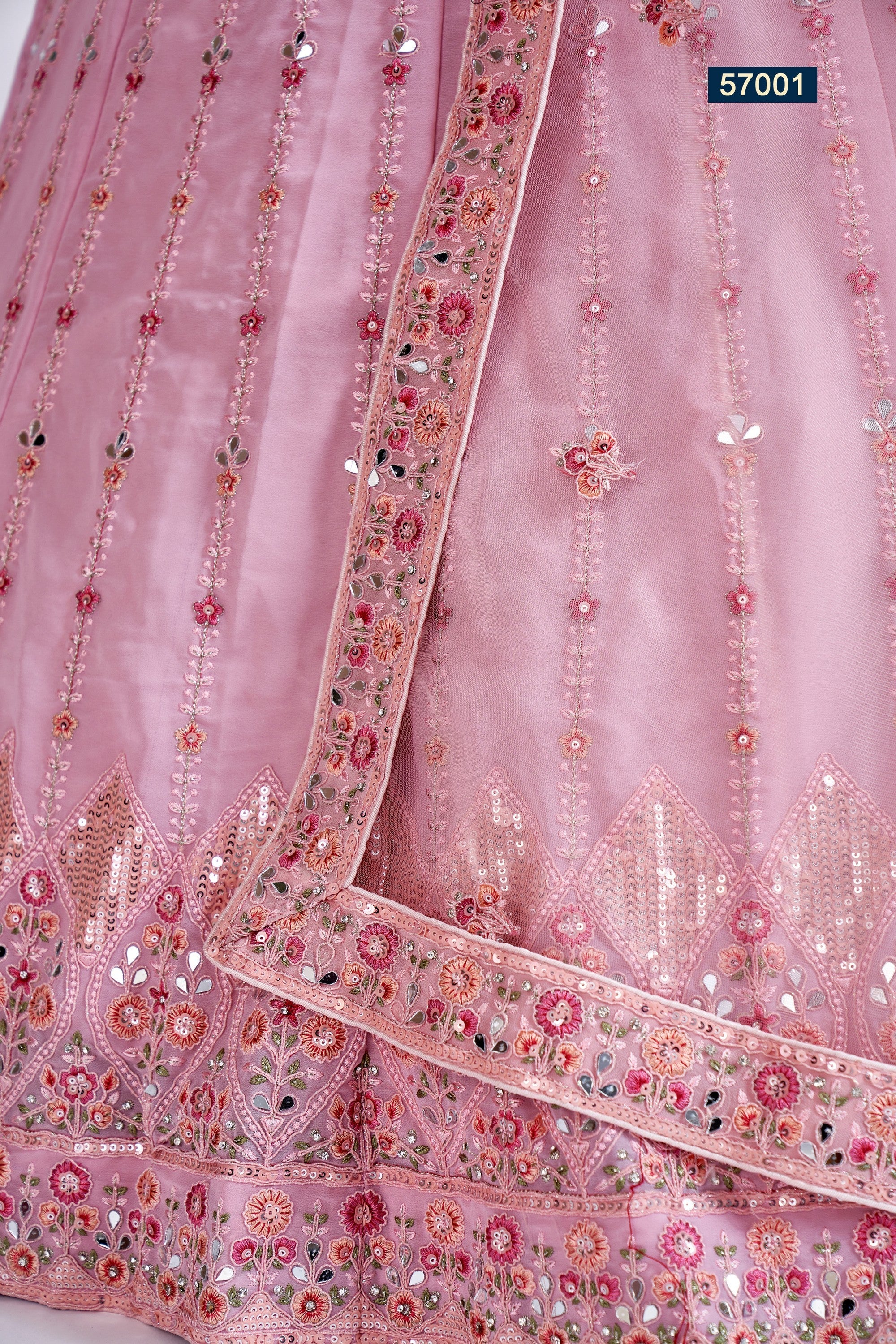 Pink Pakistani Georgette Lehenga Choli For Indian Festivals & Weddings - Sequence Embroidery Work, Thread Embroidery Work, Dori Work, Zarkan Work