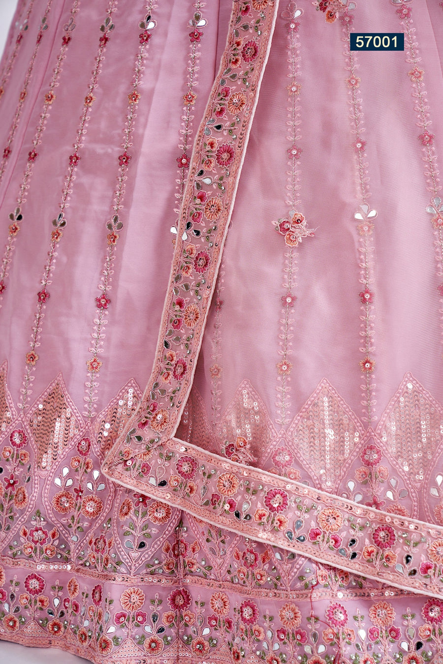Pink Pakistani Georgette Lehenga Choli For Indian Festivals & Weddings - Sequence Embroidery Work, Thread Embroidery Work, Dori Work, Zarkan Work