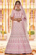 Pink  Crepe Lehenga Choli For Indian Festival & Weddings - Sequence Embroidery Work, Thread Embroidery Work,