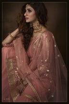 Pink Pakistani Net Sharara For Festivals & Indian Weddings - Sequence Embroidery Work, Thread Embroidery Work, Dori Work