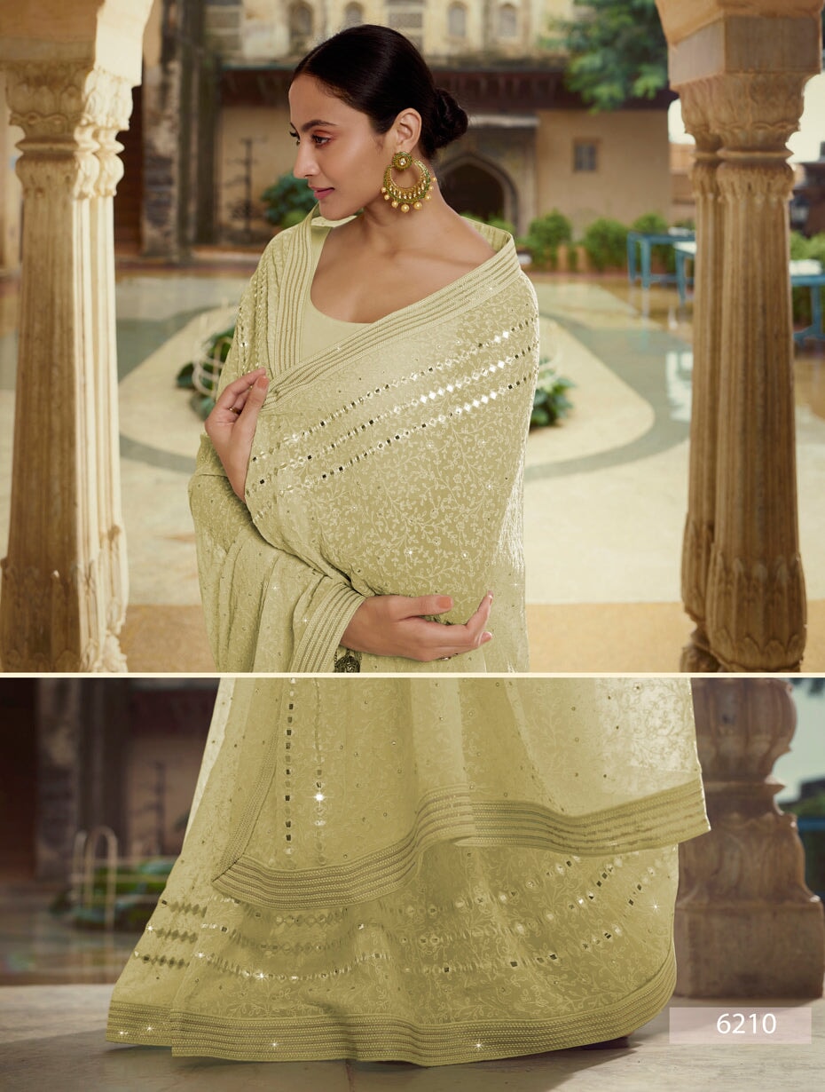 Green Thread Work Saree In Georgette 5506SR04