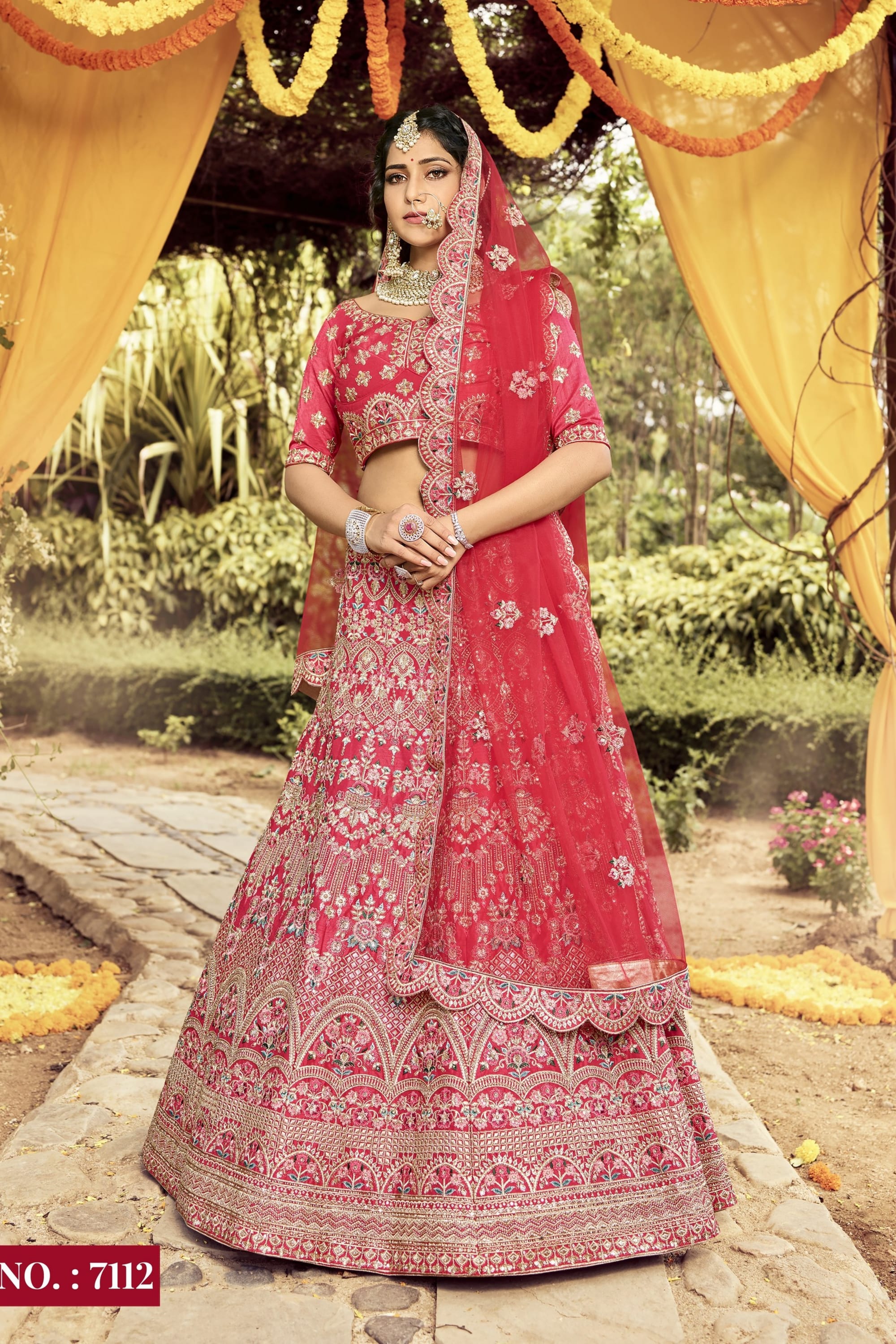Red Pakistani Raw Silk Lehenga Choli For Indian Festivals & Weddings - Resham Embroidery Work, Dori Work, Zarkan Work