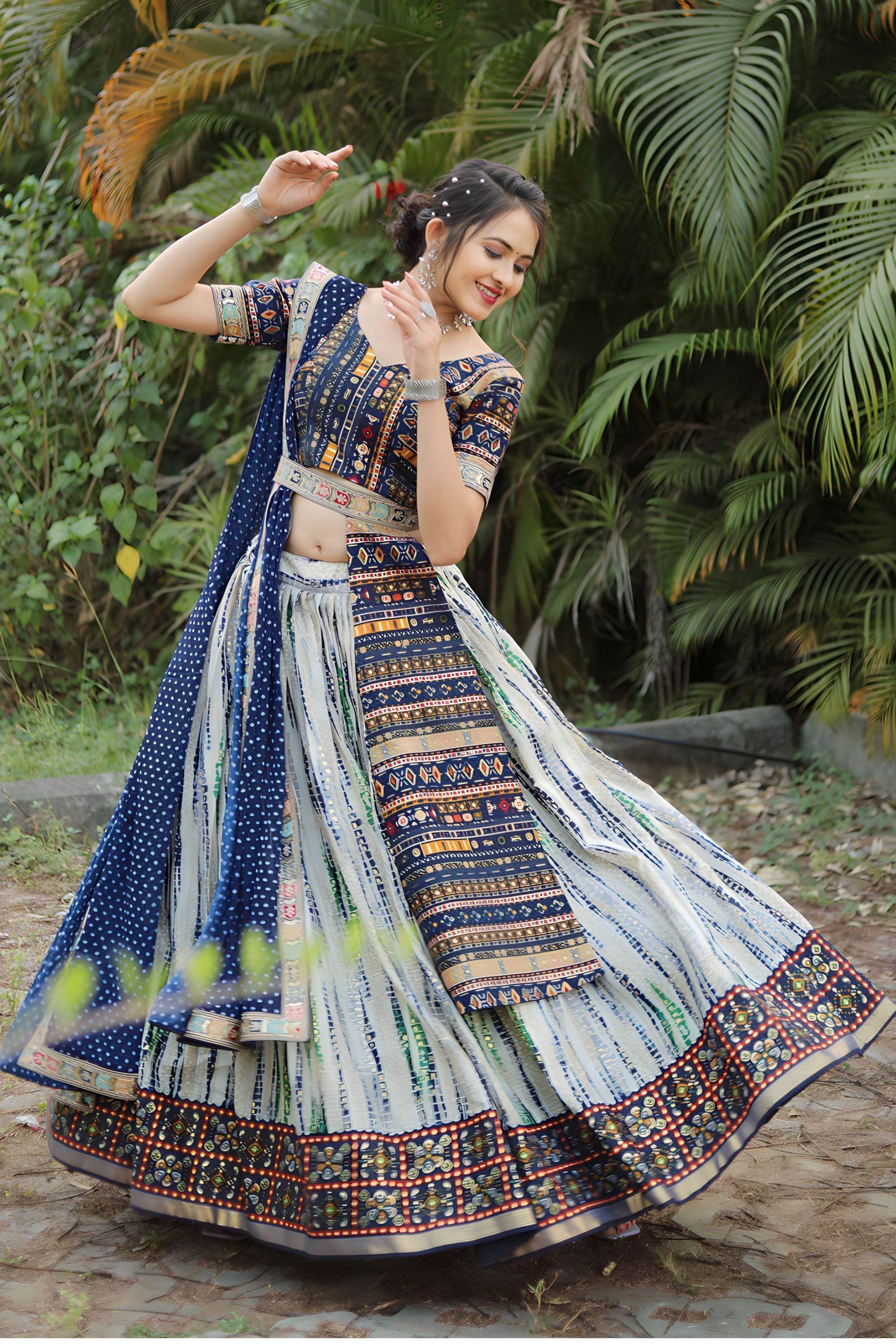 Shop Royal Blue Indian Cotton Chaniya Choli For Navratri Garba Festival –  HATKE BRIDE