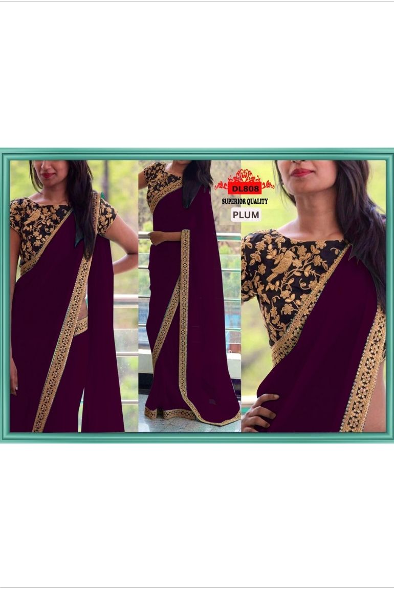 Sarees | Plain Saree With Cut Work Saree | Freeup