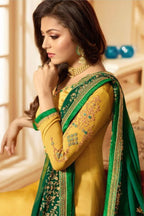 Yellow Pakistani Georgette Salwar Kameez For Wedding & Festival - Embroidery Work