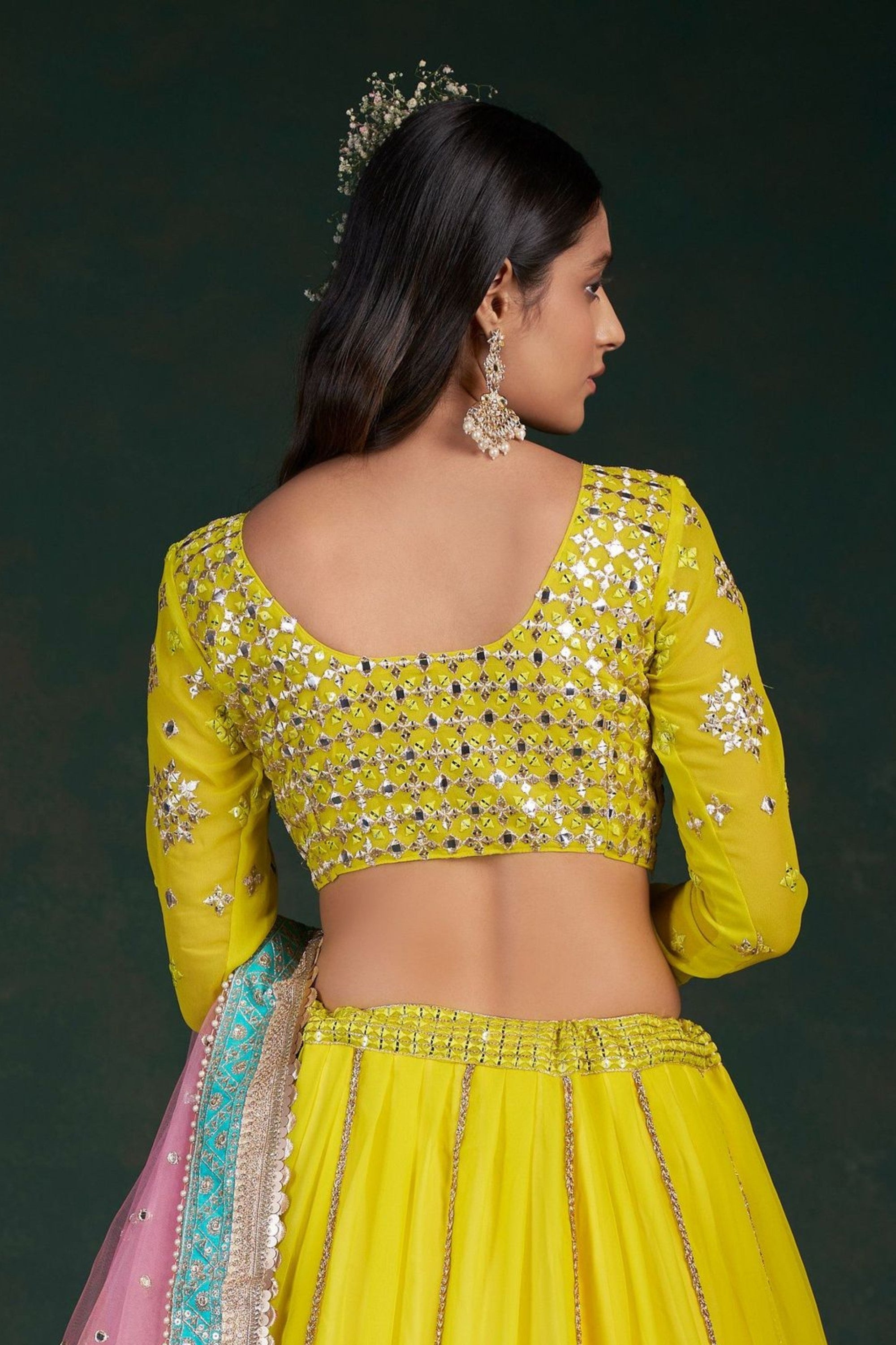 Yellow Organza Lehenga Set With Cape Design by Mishru at Pernia's Pop Up  Shop 2024